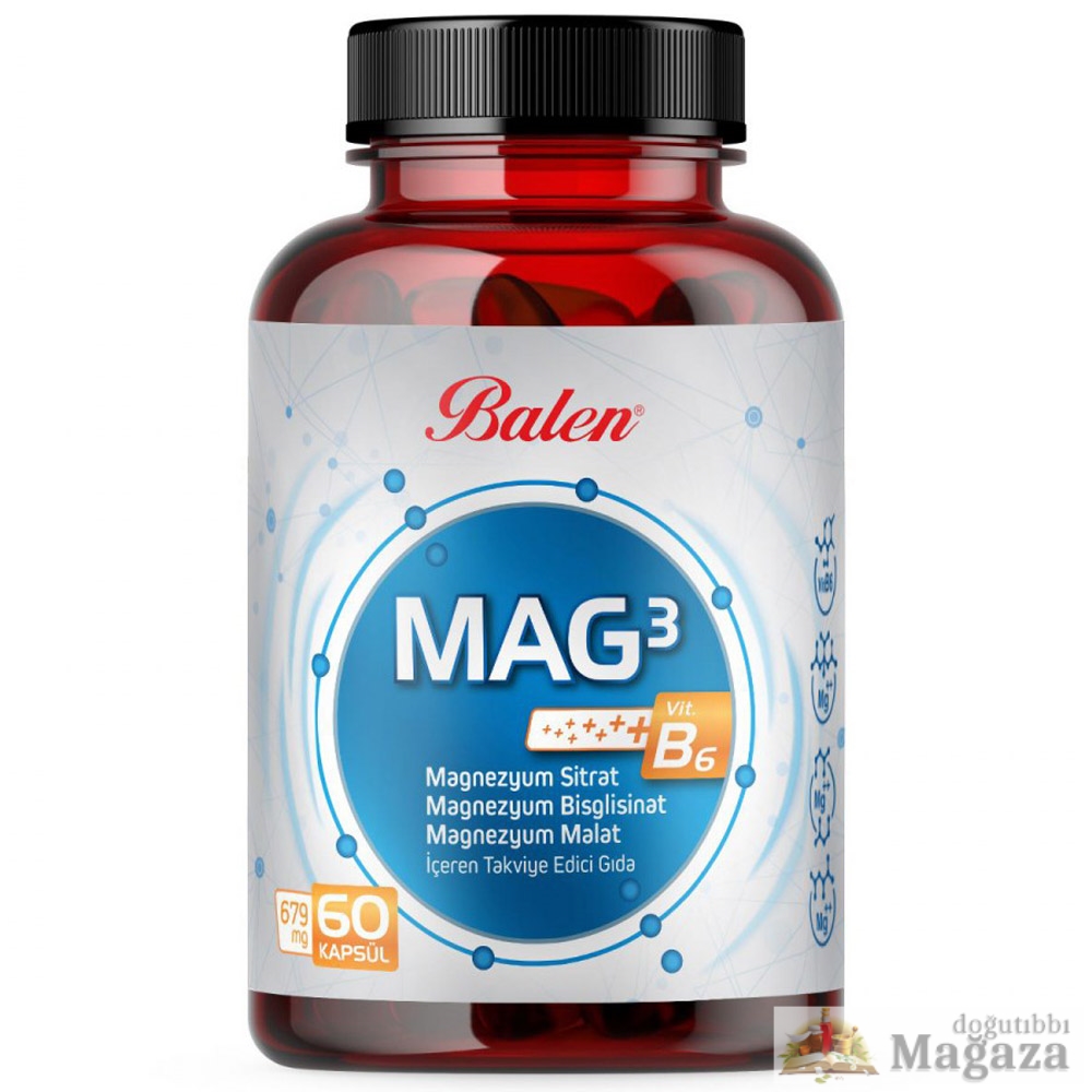 Balen Mag 3 Magnezyum Sitrat & Bisglisinat & Malat 60 Kapsül